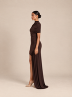 Solea Draped Maxi Set Brown