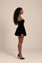 Sienna Velvet Off-Shoulder Mini Dress Black