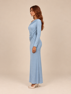 Celeste Glitter Halter Maxi Dress Blue
