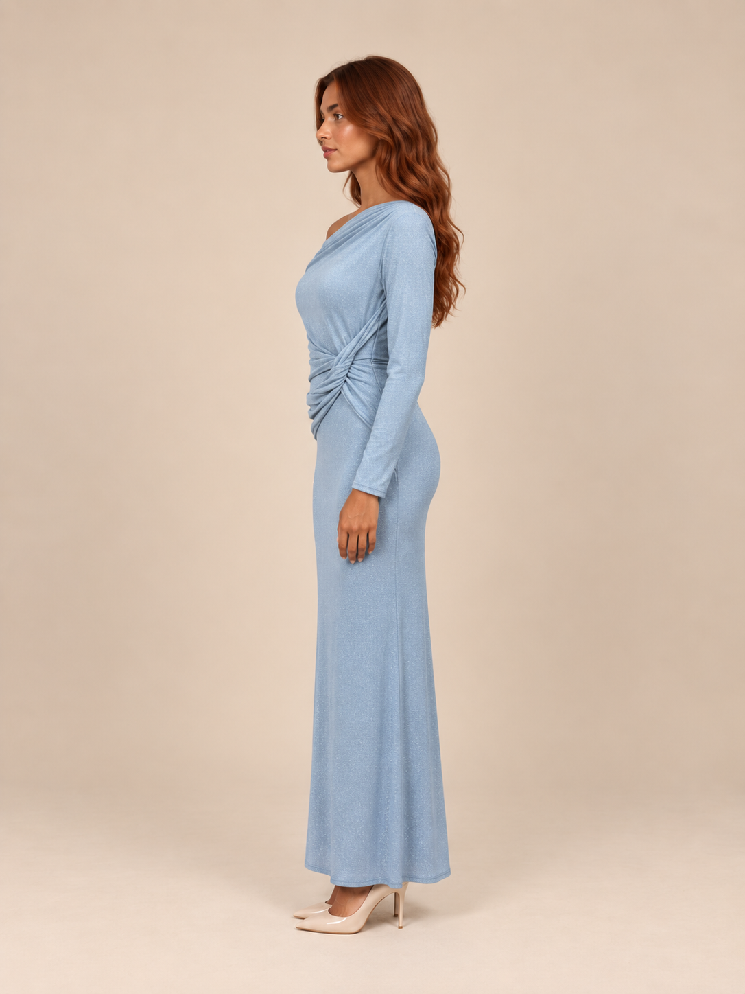 Celeste Glitter Halter Maxi Dress Blue