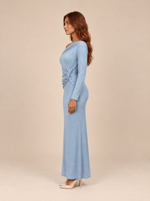 Celeste Glitter Halter Maxi Dress Blue