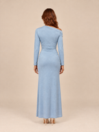 Celeste Glitter Halter Maxi Dress Blue