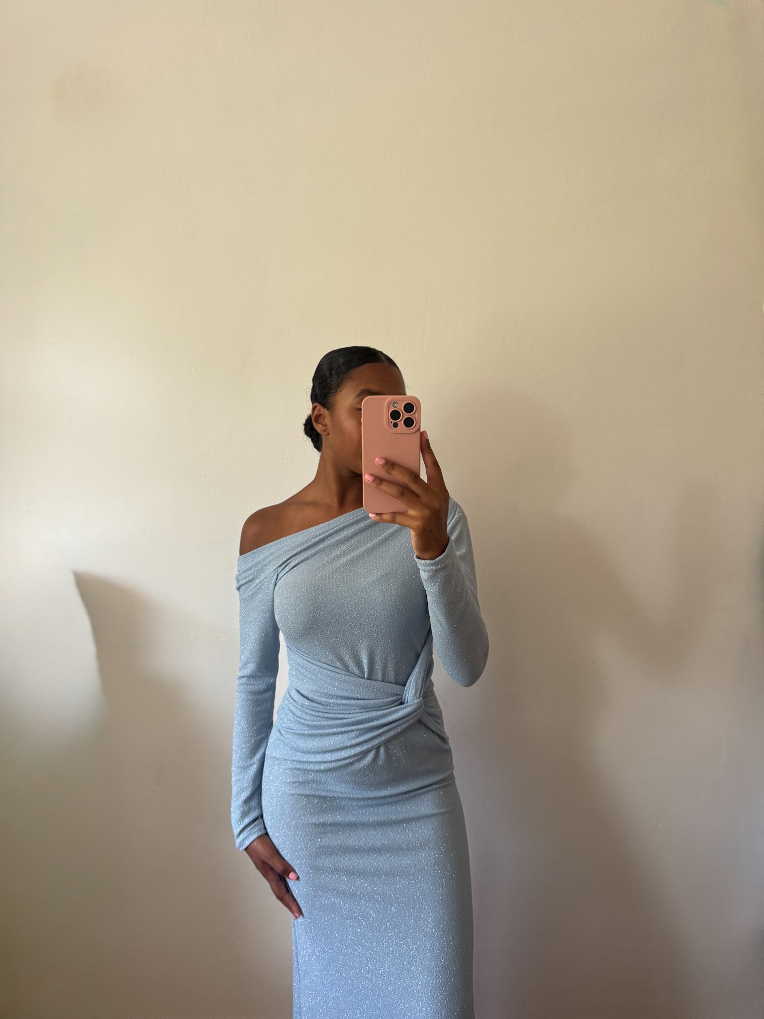 Celeste Glitter Halter Maxi Dress Blue