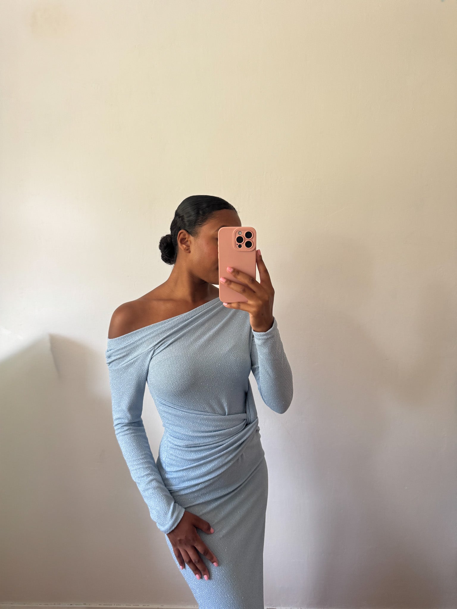 Celeste Glitter Halter Maxi Dress Blue