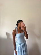 Serelle Corset Maxi Dress Blue