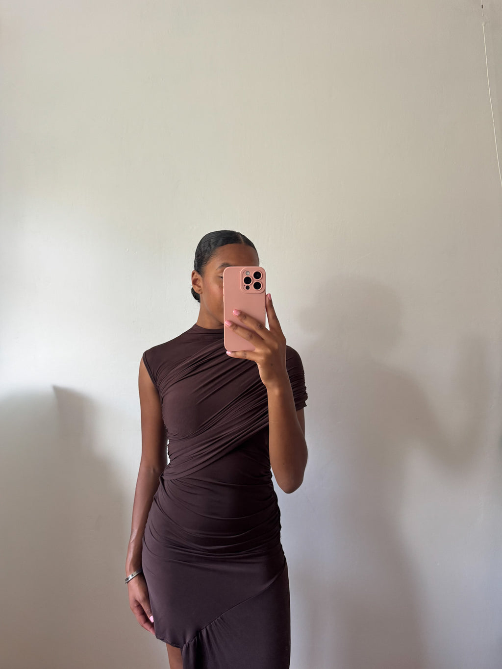 Solea Draped Maxi Dress Brown