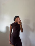Solea Draped Maxi Dress Brown