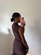 Solea Draped Maxi Dress Brown