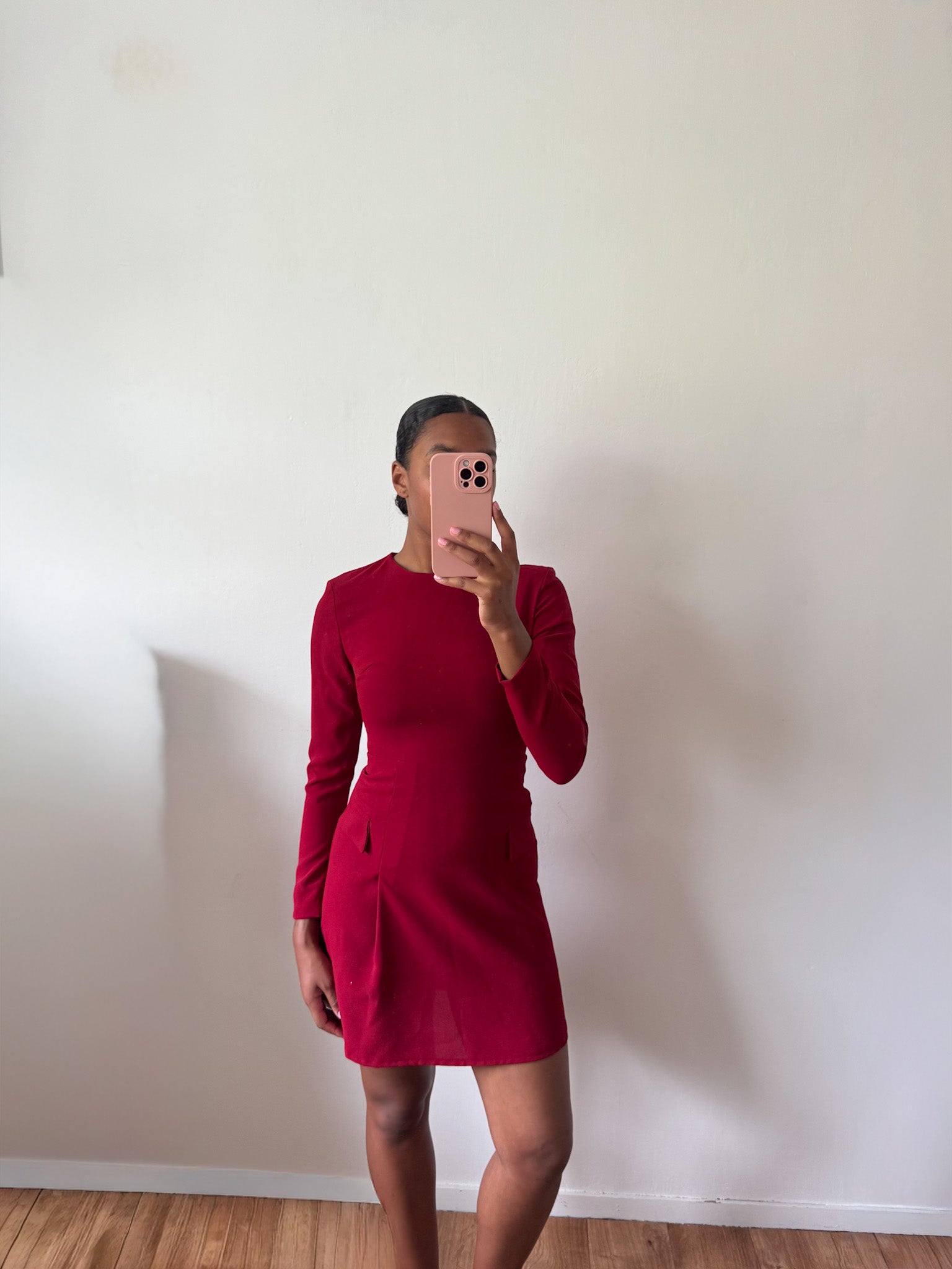 Elise Tailored Mini Dress Burgundy