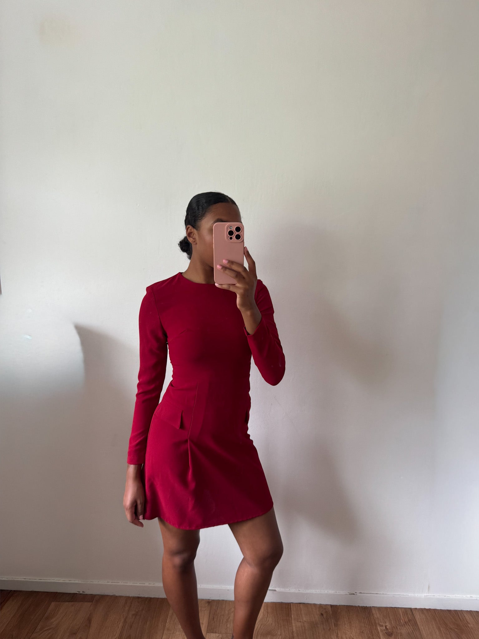 Elise Tailored Mini Dress Burgundy