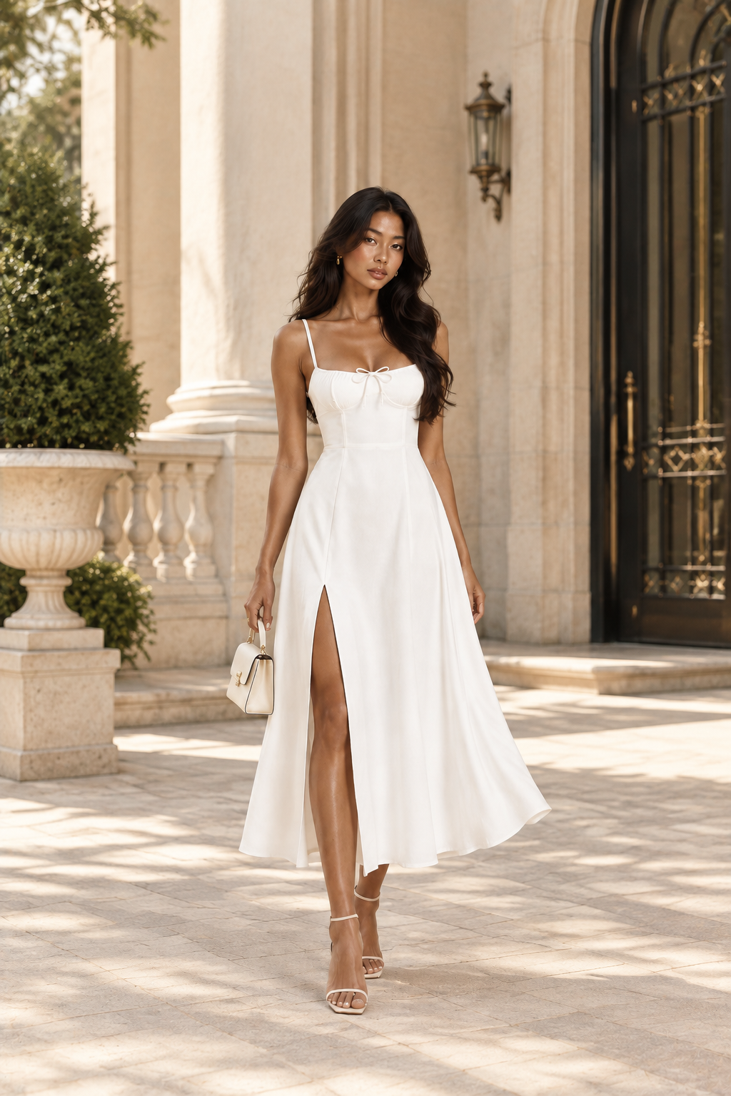Odélia Corset Midi Dress White