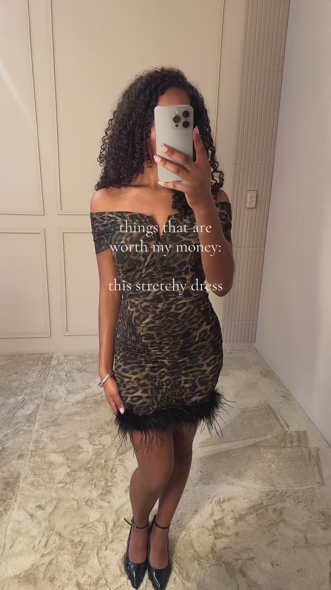 Gianna Leopard Off-Shoulder Mini Dress Brown