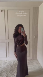 Amara Lace Draped Maxi Set Brown
